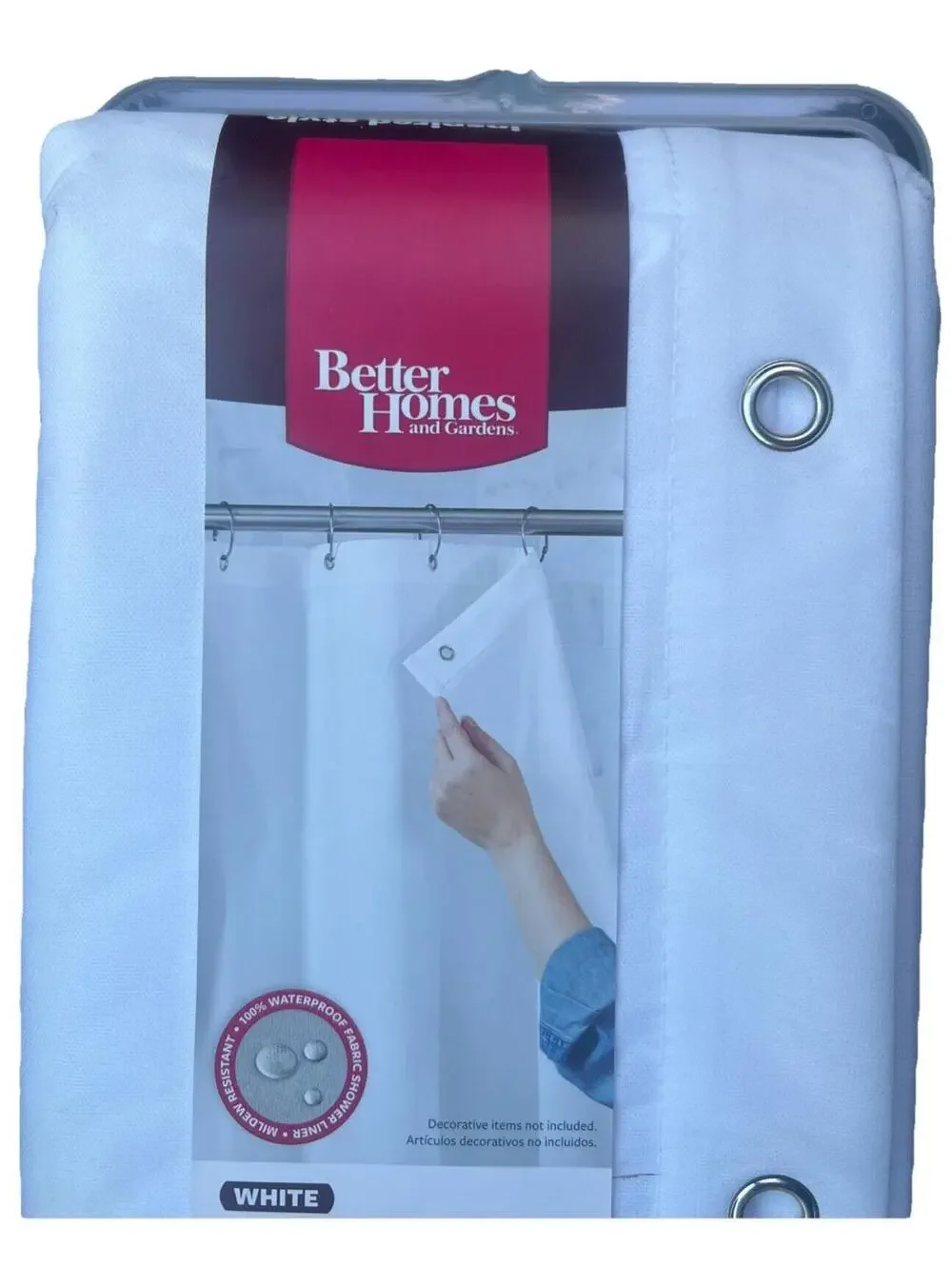 Better Homes & Gardens - Waterproof Ultimate Shield Fabric Shower Liner - White